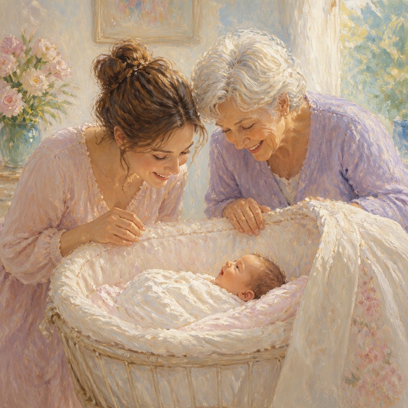A parent using baby talk with their infant