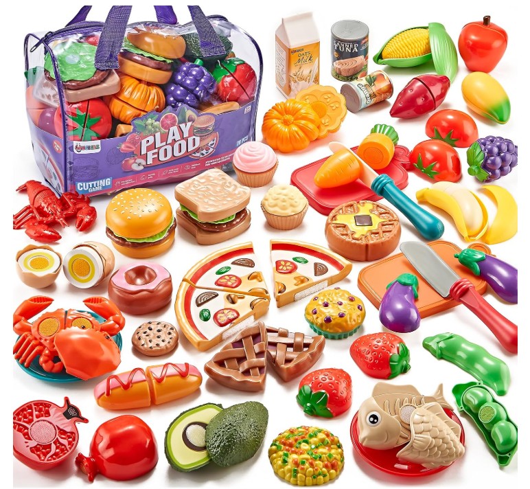 Toy play food set with fruits and vegetables