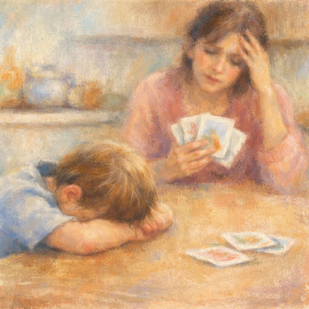 A parent and child enjoying language-building play at home