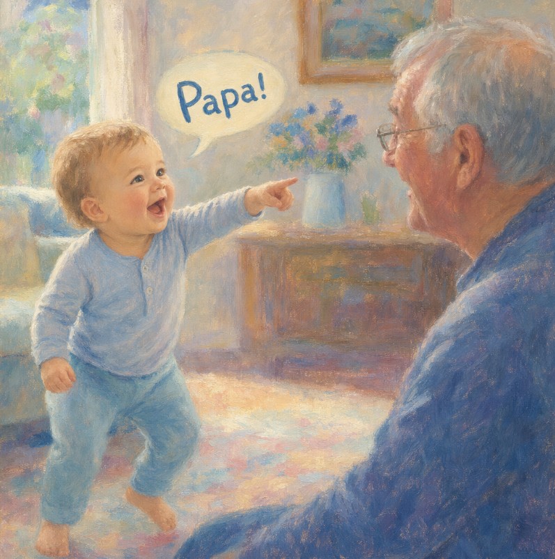 A baby beginning to say their first words