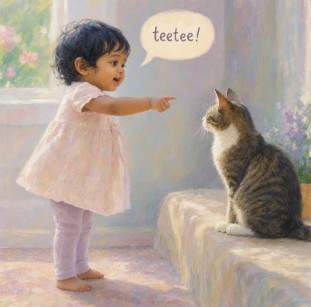 A toddler beginning to talk